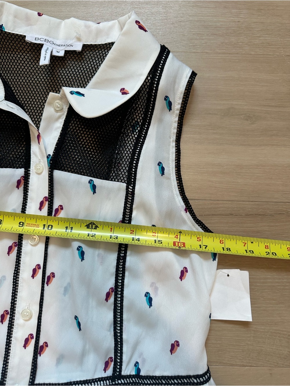 BCBGeneration Bird Print Mesh Collar Fit & Flare Mini Dress NWT Medium - Picture 8 of 9